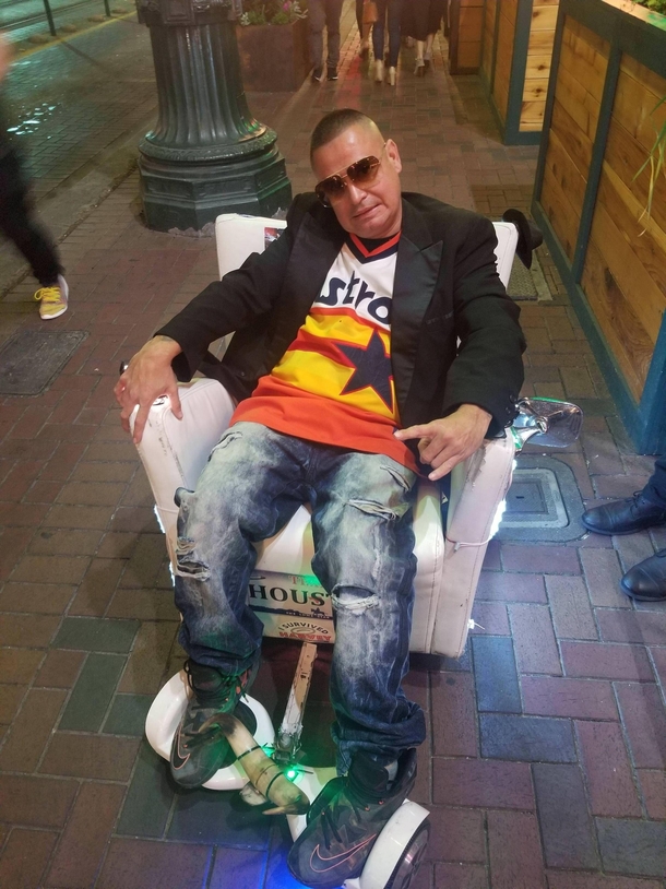 man cruising around downtown houston