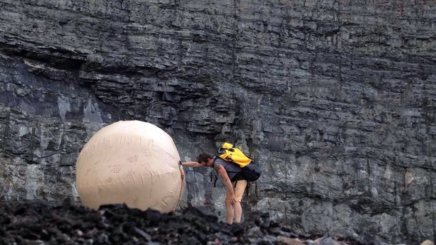 Man quits job to push giant testicle cross country to raise testicle cancer awareness Thats just a ballsy thing to do