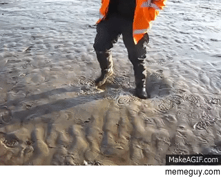 Man walking over quicksand