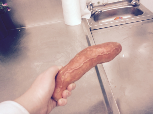 Manager said they had to pull a sweet potato off the shelf for being offensive I thought it was impressive not offensive
