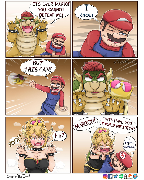 Mario defeating Bowser with a simple trick
