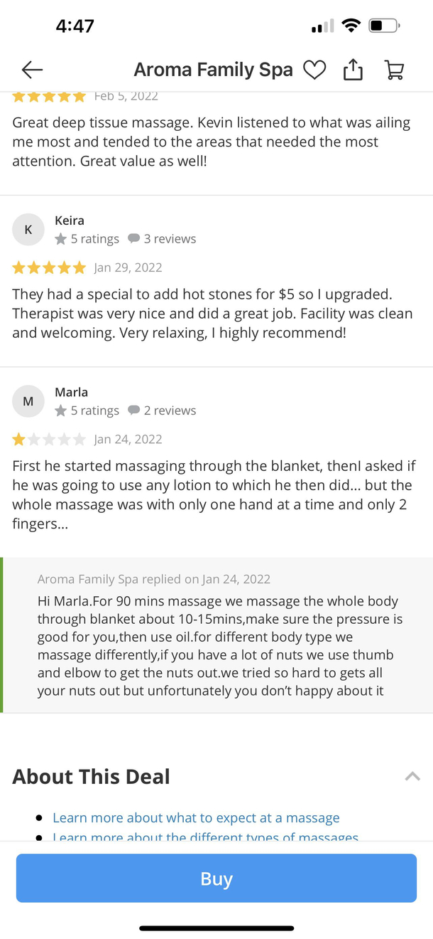Massage parlor will get your nuts out