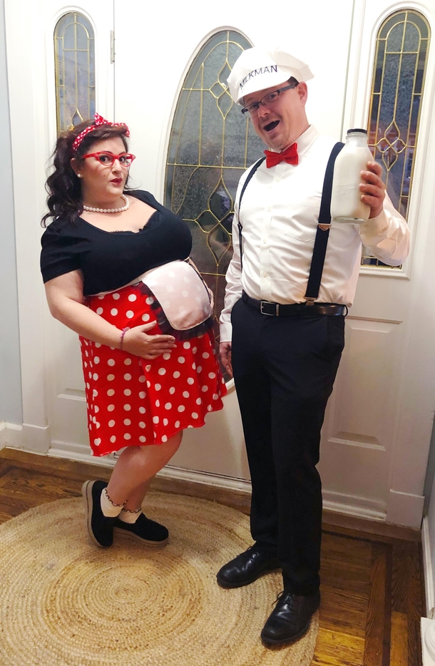 Me and my actually pregnant wife this Halloween