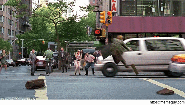Meet Joe Black - Brad Pitt gets hit by two cars in an endless loop 
