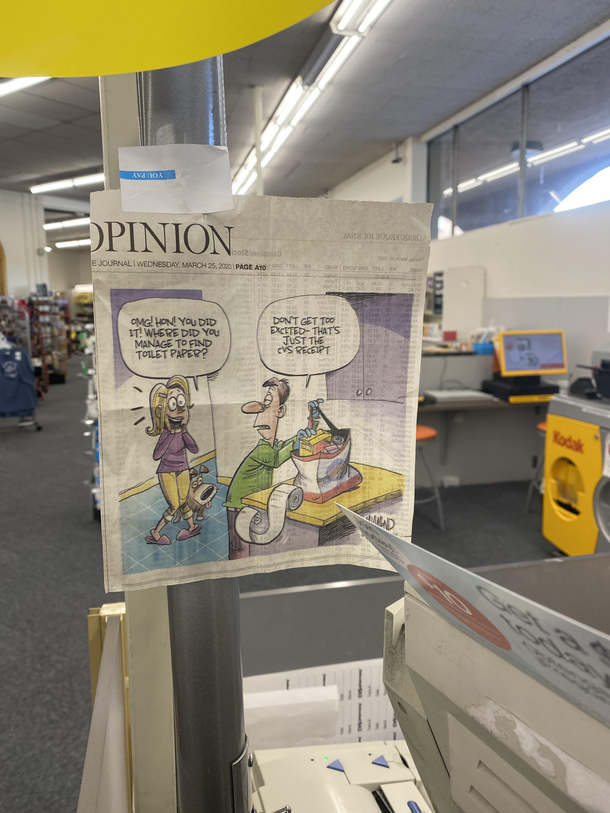 Meta I saw this in a local CVS taped to the pole at the register Guess how long my receipt was