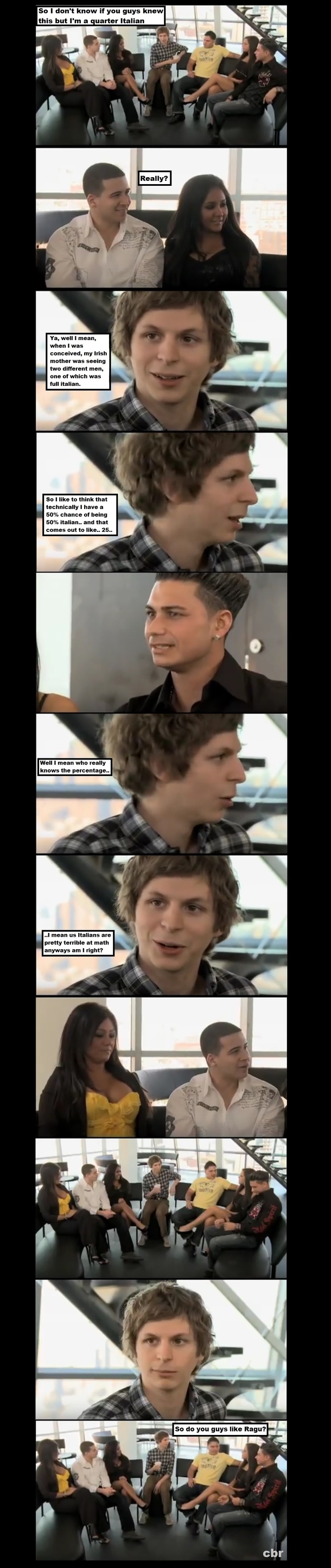 Michael Cera meets the cast of Jersey Shore
