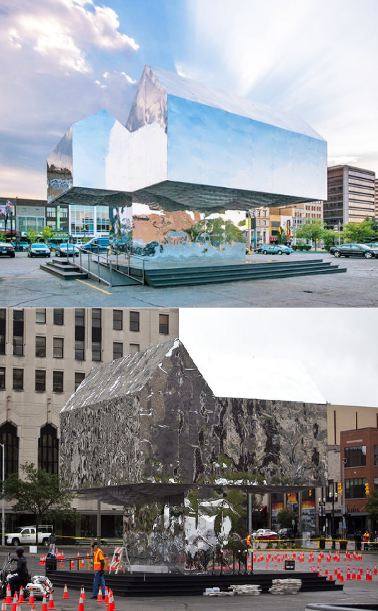 Mirror Sculpture in Flint Michigan