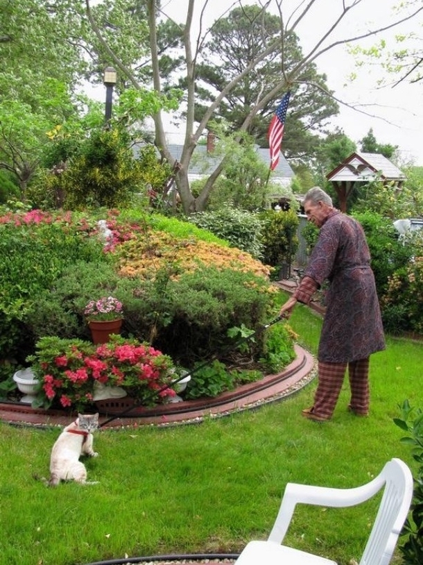 Missing my grandfather today so I thought Id share my favorite photo of him taken two years ago when he decided to try and walk my cat for me