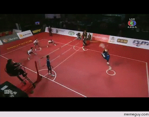 Mix of volleyball and soccer