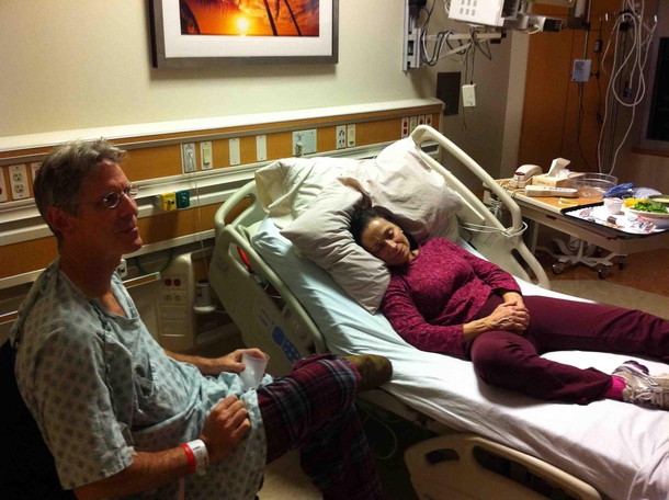 Mom visits Dad in the hospital Who gets the bed
