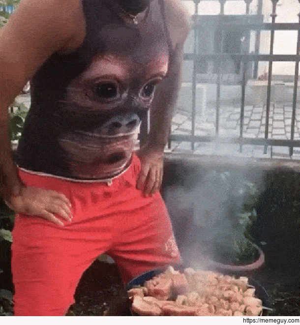 Monkey Shirt Barbecue Man
