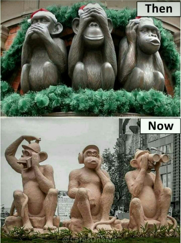 Monkeys of Gandhi Changing according to Time and situations