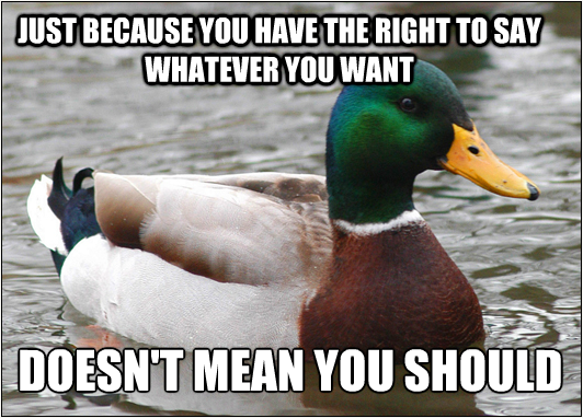 More people need to think about this before hiding behind the freedom of speech argument