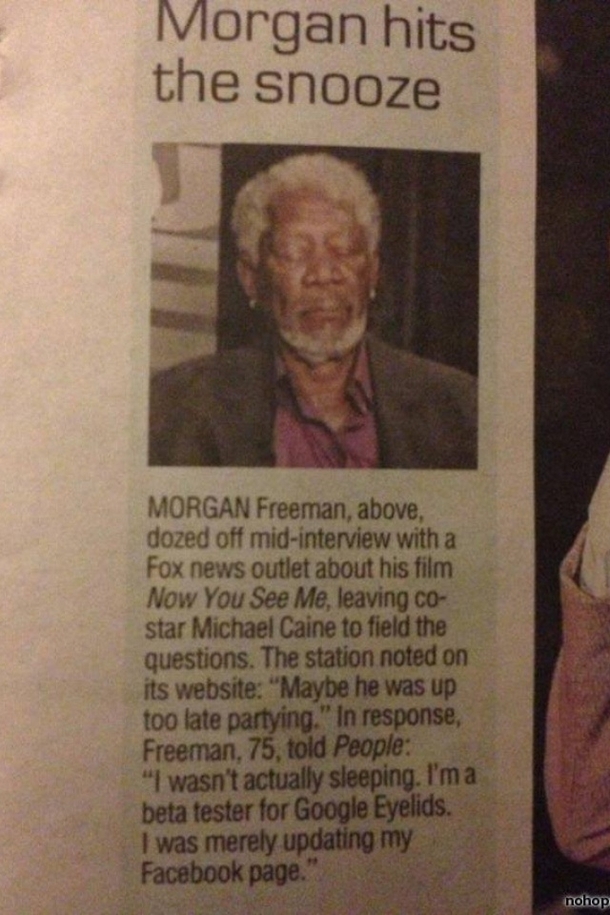 Morgan Freeman tests the new Google Eyelids