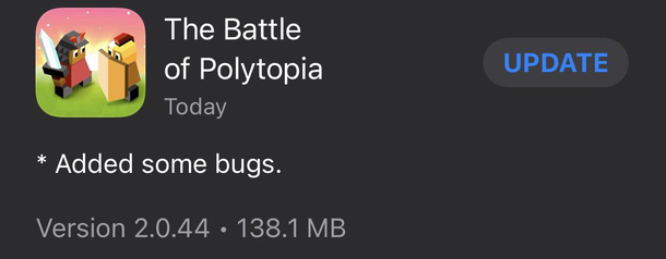 Most honest update log ever 