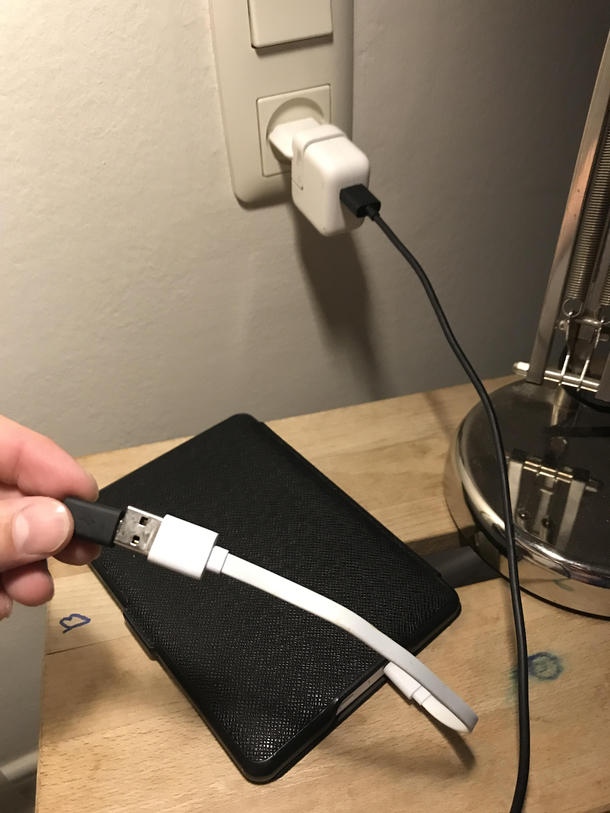 Mother-in-law kept complaining that charger cable I gave her didnt work Went in to see what the problem was