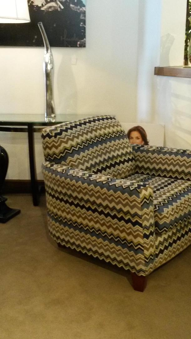 Moving furniture around the store and glanced over to have this scare the crap out of me I thought it was a customer
