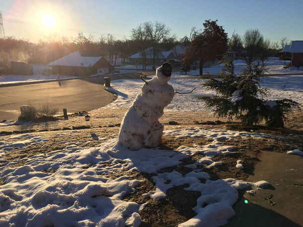 Mr Frosty Recoiling From the Rising Sun