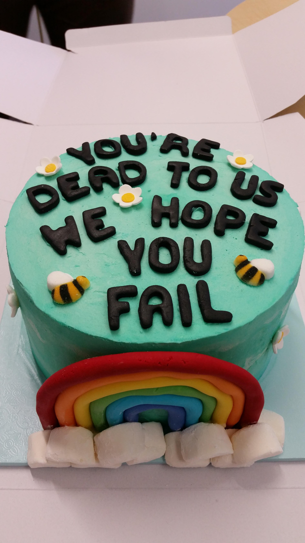 Much-loved colleague got a new job Our farewell cake really showed we cared  she loved the cake
