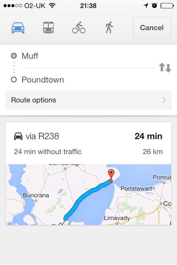 Muff is only  minutes from Poundtown
