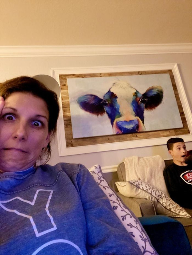 Mum posted this picture of her yo sons face while watching JLo at the super bowl