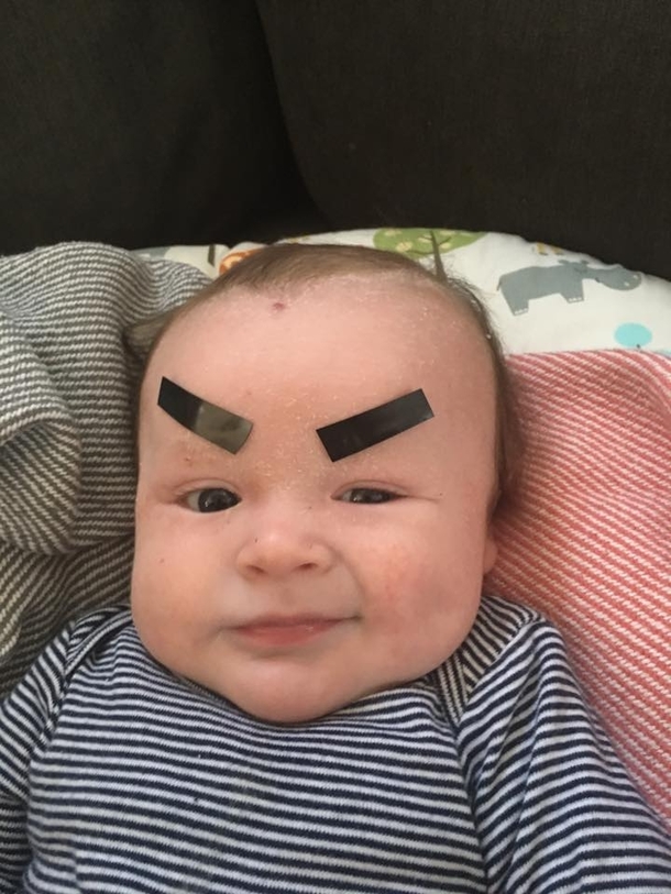 My baby didnt have any eyebrows so I made some for him Much better