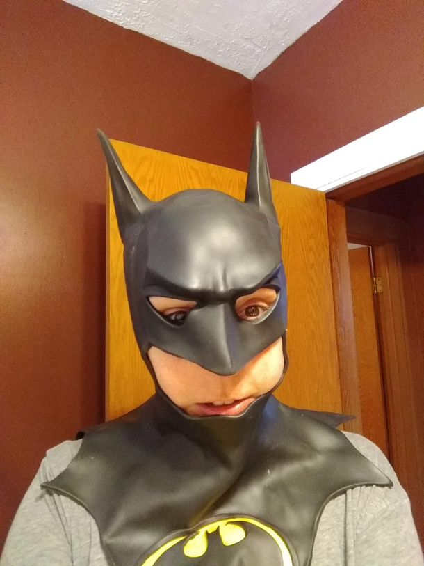 my Batman hood shrunk in storage 