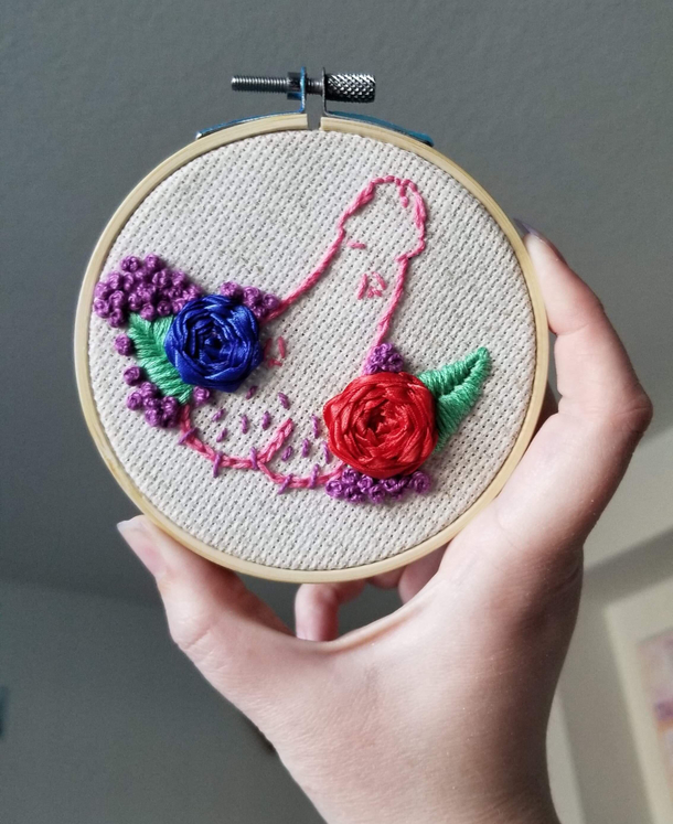My best friend got her hands on an embroidery kit and this is the result