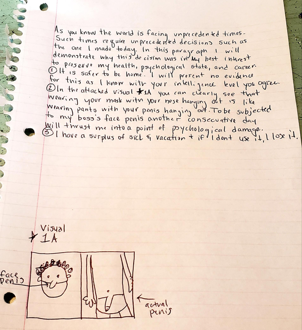 My BF jokingly said he wanted me to write half a page on why I didnt go to work today I decided to give it my all