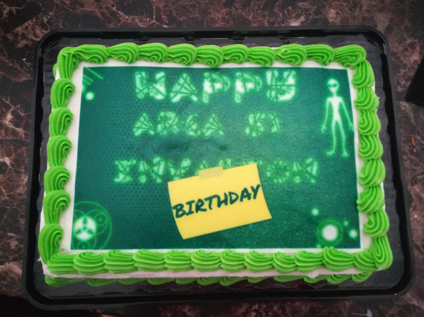 My Birthday is tomorrow September th so my husband though it would be cute to get me this cake for the invasion