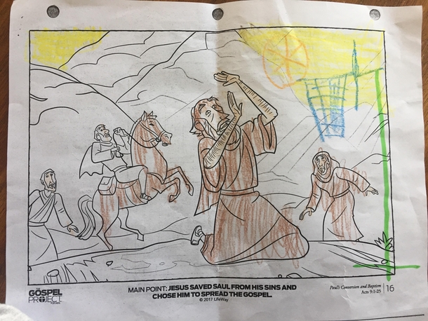 My boss showed me what his kid made in childrens church