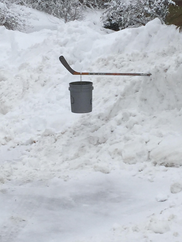 my boyfriends mailbox was buried so far under the snow they couldnt dig it out so he improvised