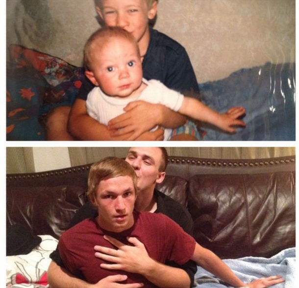 My brother and I did one of those recreation of a baby picture things Its not quite as cute as others Ive seen