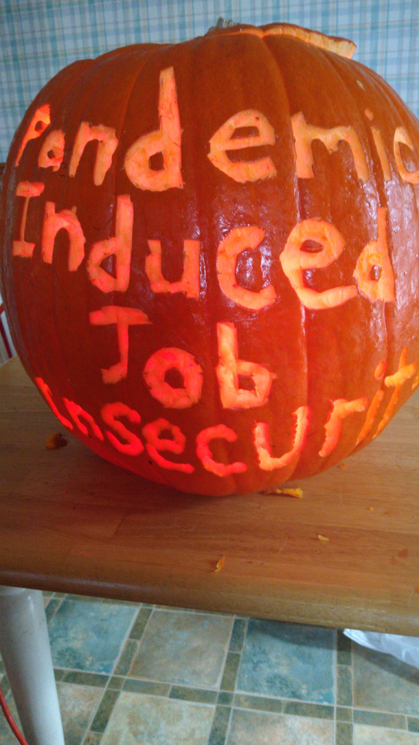 My brother carved his pumpkin into the scariest thing he could think of