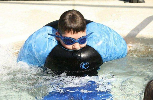 My brother has discovered that his swim shirt holds air