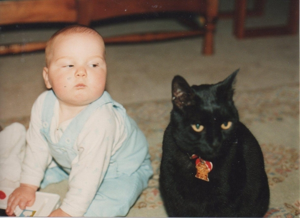 My brother learned to be wary of cats from a young age