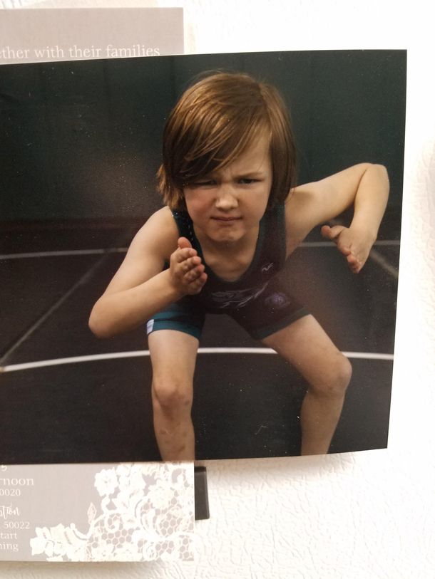 My brother taking his first wrestling photo