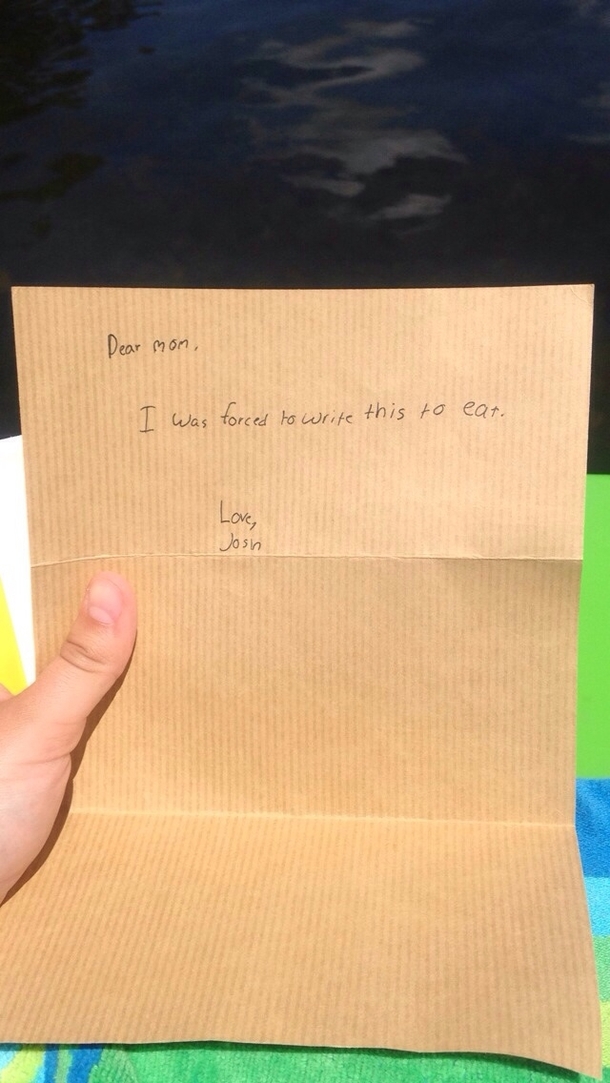 My brothers camp requires the kids write a letter home after the first week