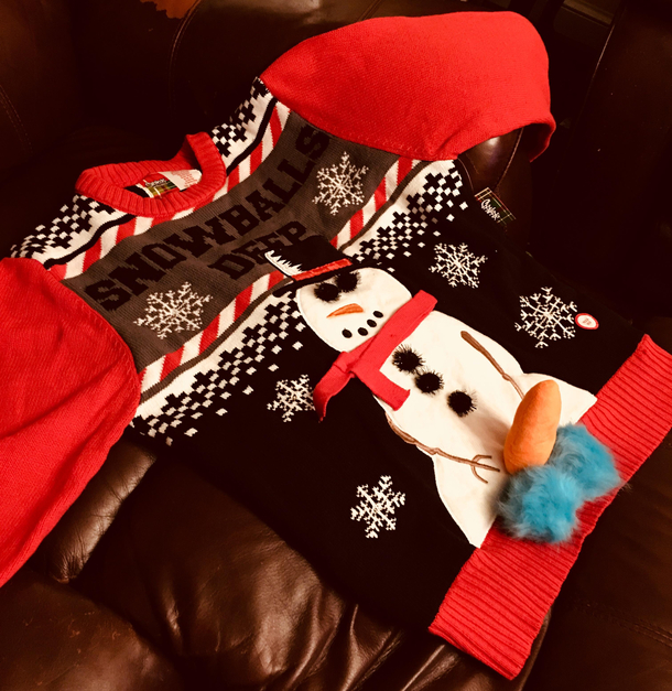 My brothers ugly sweater for the party hes going to Howd he do