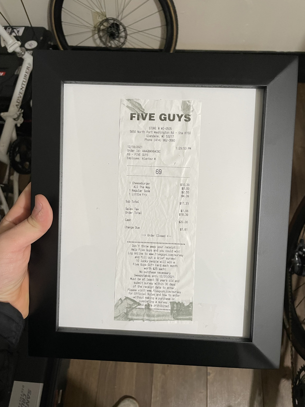 My Bud Really Likes Five Guys