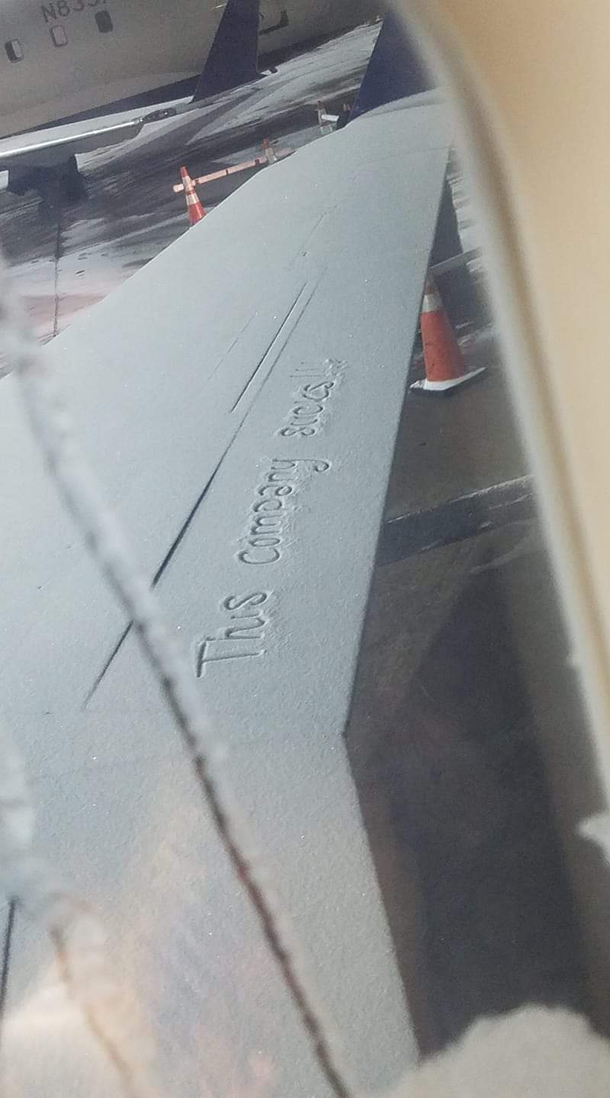 My buddy got a little nervous when he saw this on his return flight