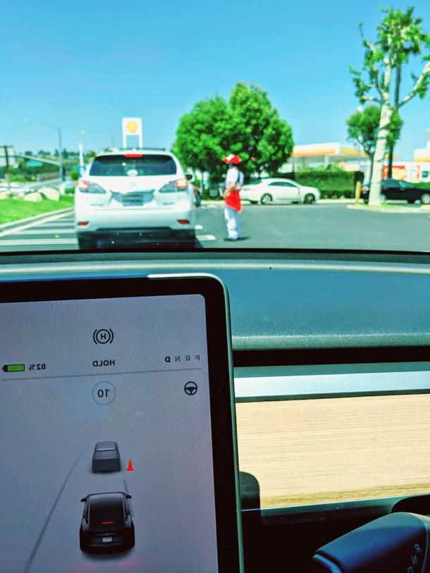 My car thinks this attendant is a cone