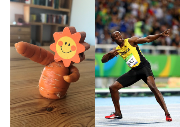 My carrot celebrates its existence like Usain Bolt