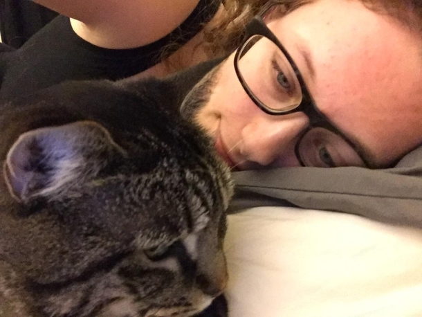 My cats ear fuzz makes it look like I have a beard