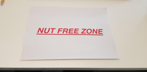 My colleague had to make some posters for work as someone has a peanut allergy I Cant stop laughing at them displayed around the office