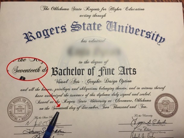 My college diploma has a spelling error