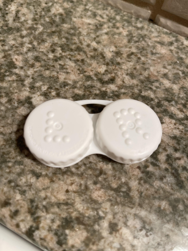 My contact lense case looks like a sick Braille joke for blind people