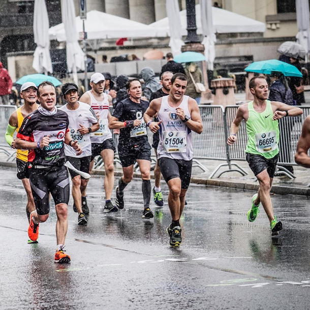 My cousin casually checking the time during the Berlin Marathon