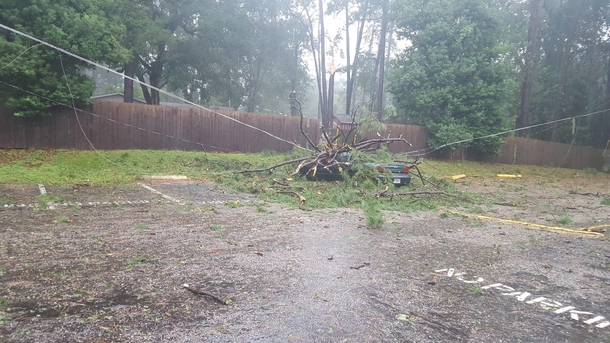 My cousin picked the best spot to park during the hurricane