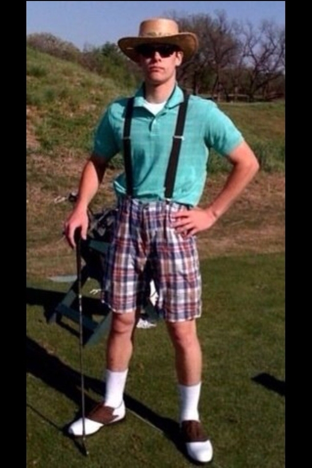 My cousin went to the golf course and the manager told him that he wasnt dressed well enough to play He went home changed and came back in this